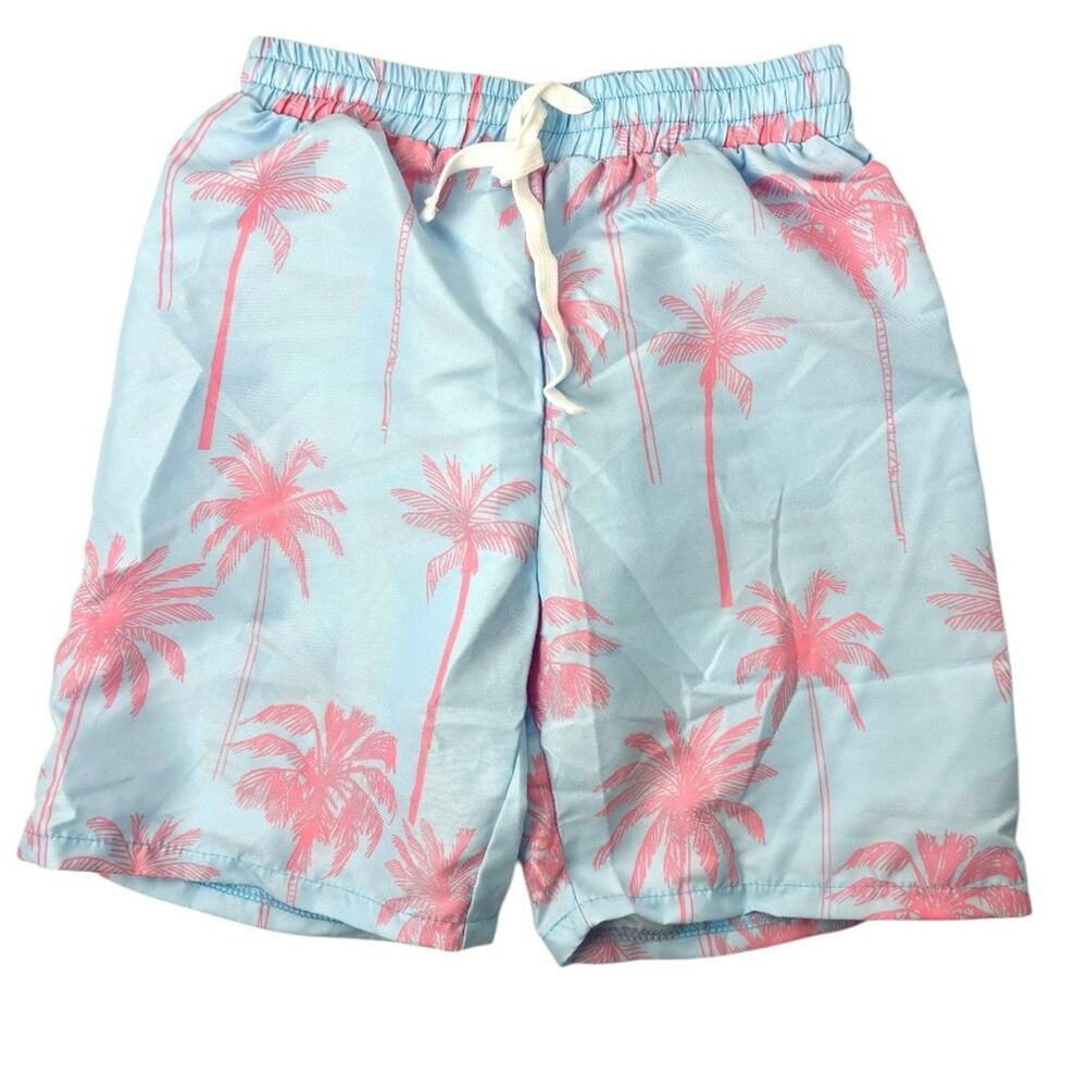 NWOT Kids unisex Palm Tree Print Swim Trunks, 10Y